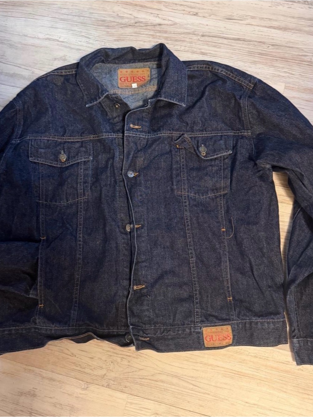 GUESS Men’s Indigo Blue Denim Jacket with Chest Pockets